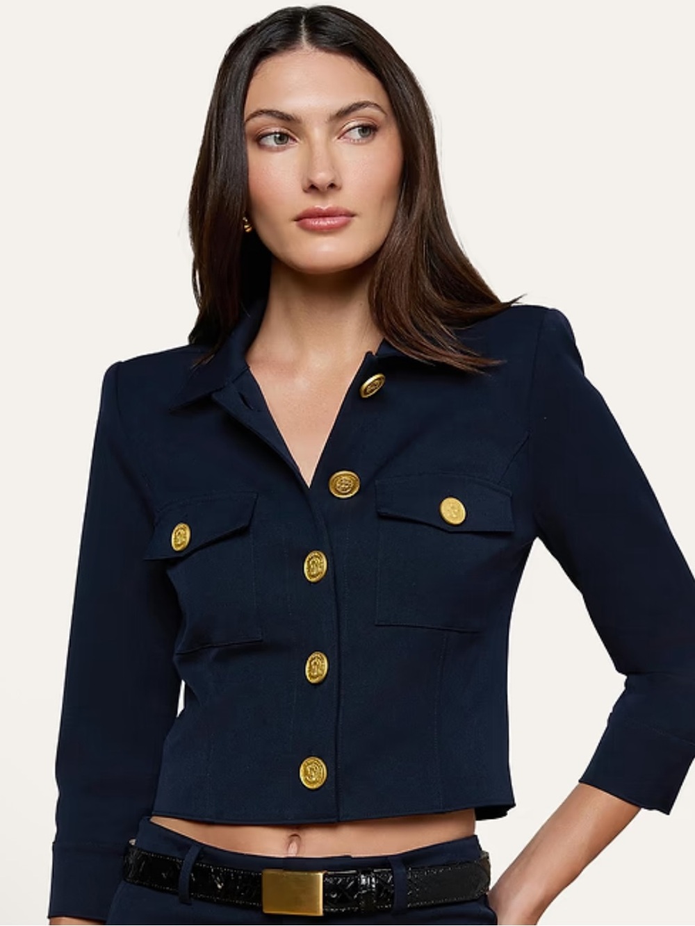 L’AGENCE Kumi Cropped Jacket in Midnight Navy